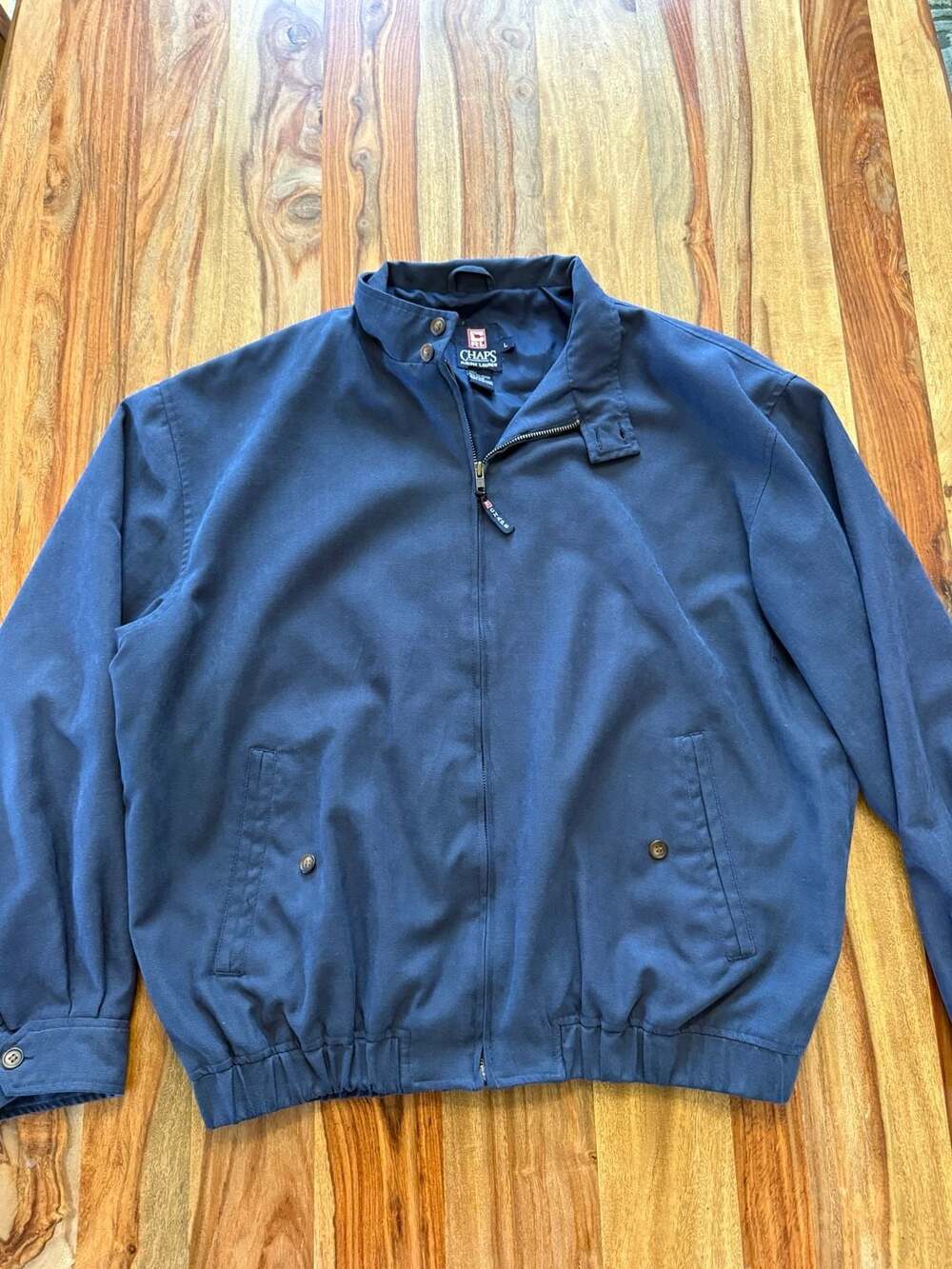 Chaps Ralph Lauren Navy Blue Harrington Windbreaker Jacket Size L